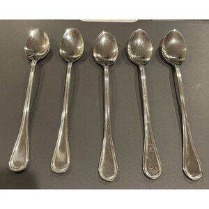 Wallace WAS159 Glossy Outline 18/10 Stainless Flatware Ice Tea Spoons Set‎ Of 5